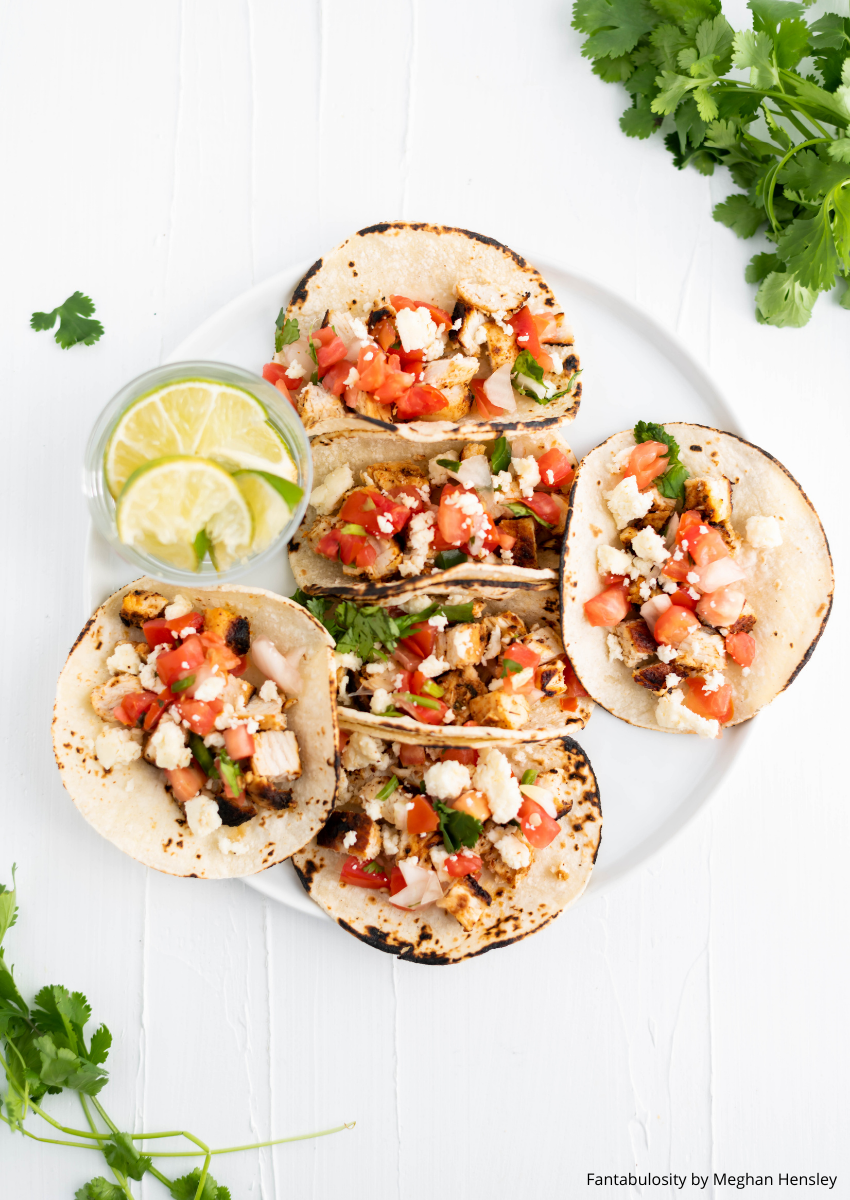 Chicken Street Tacos are easy and quick to prepare yet packed with authentic flavor. Charred corn tortillas, juicy seasoned chicken, pico de gallo and crumbled queso fresco all come together to make the ultimate taco Tuesday feast.