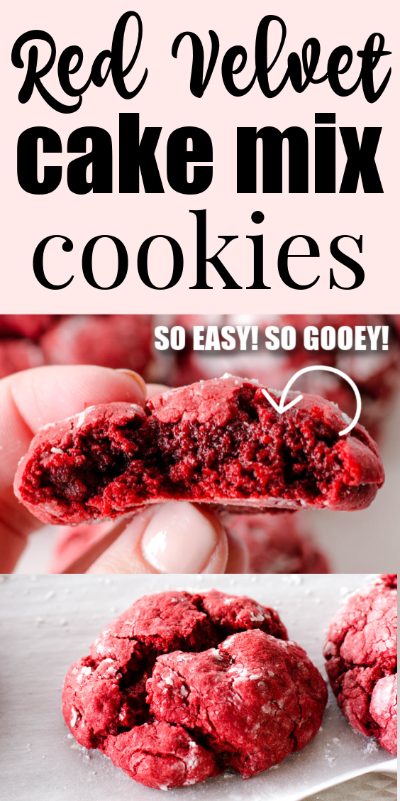 SOOO Good! Red Velvet Cake Mix Cookies - So easy and so good! #cake #mix #cookies #red #velvet