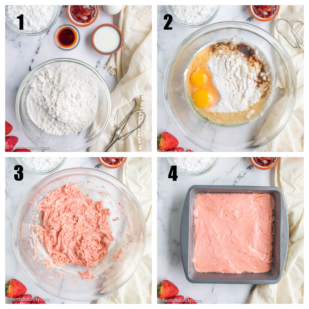 Step by step on how to make strawberry brownies