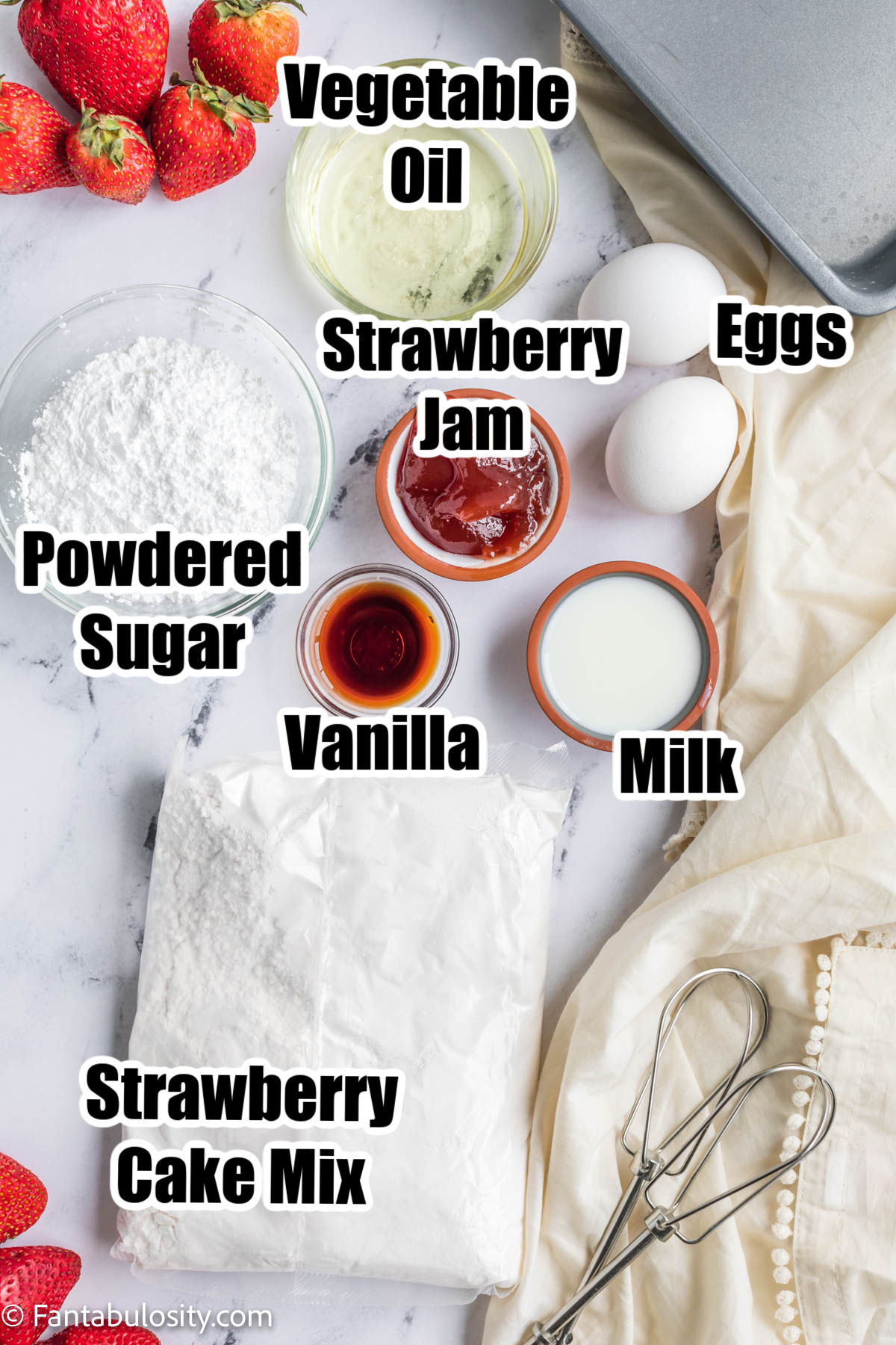 ingredients for strawberry brownies
