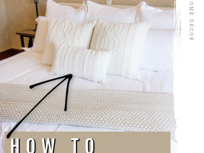 How to Make a Bed like a Designer or Hotel (with arrow pointing at pillows)