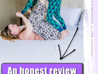 Purple Mattress Review - mom and child laying on bed