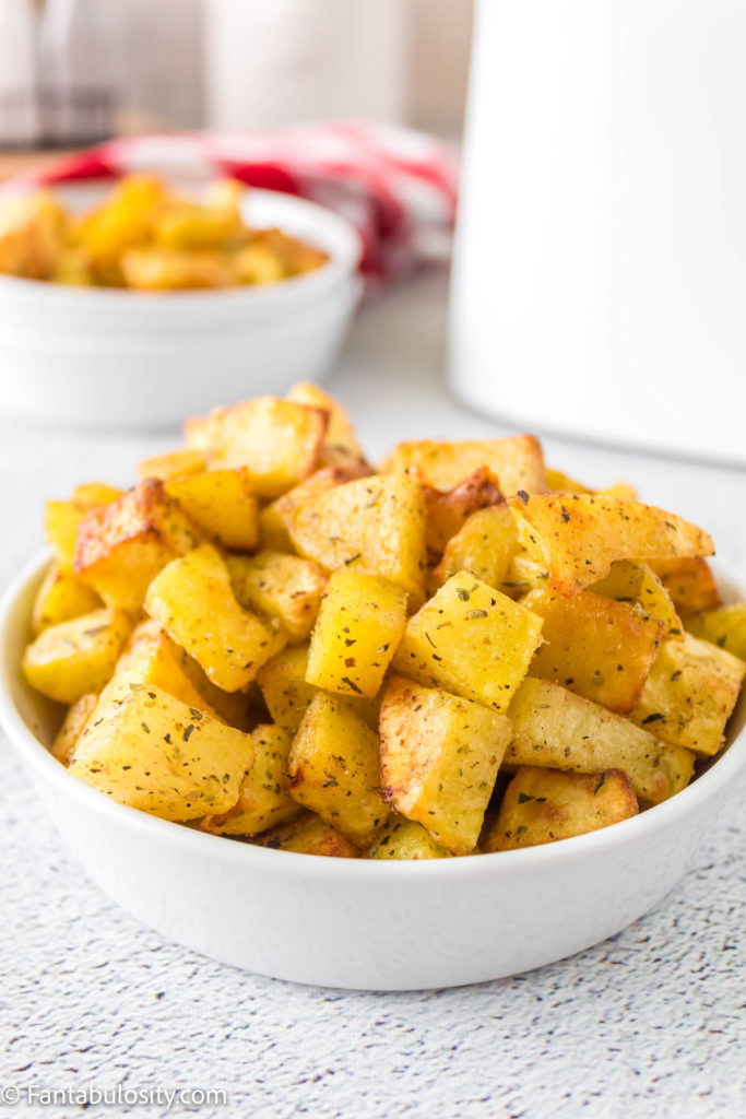 A plate of air fryer potatoes.