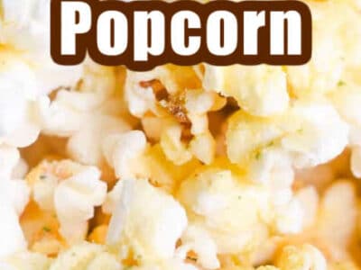 Close up of homemade microwave popcorn.