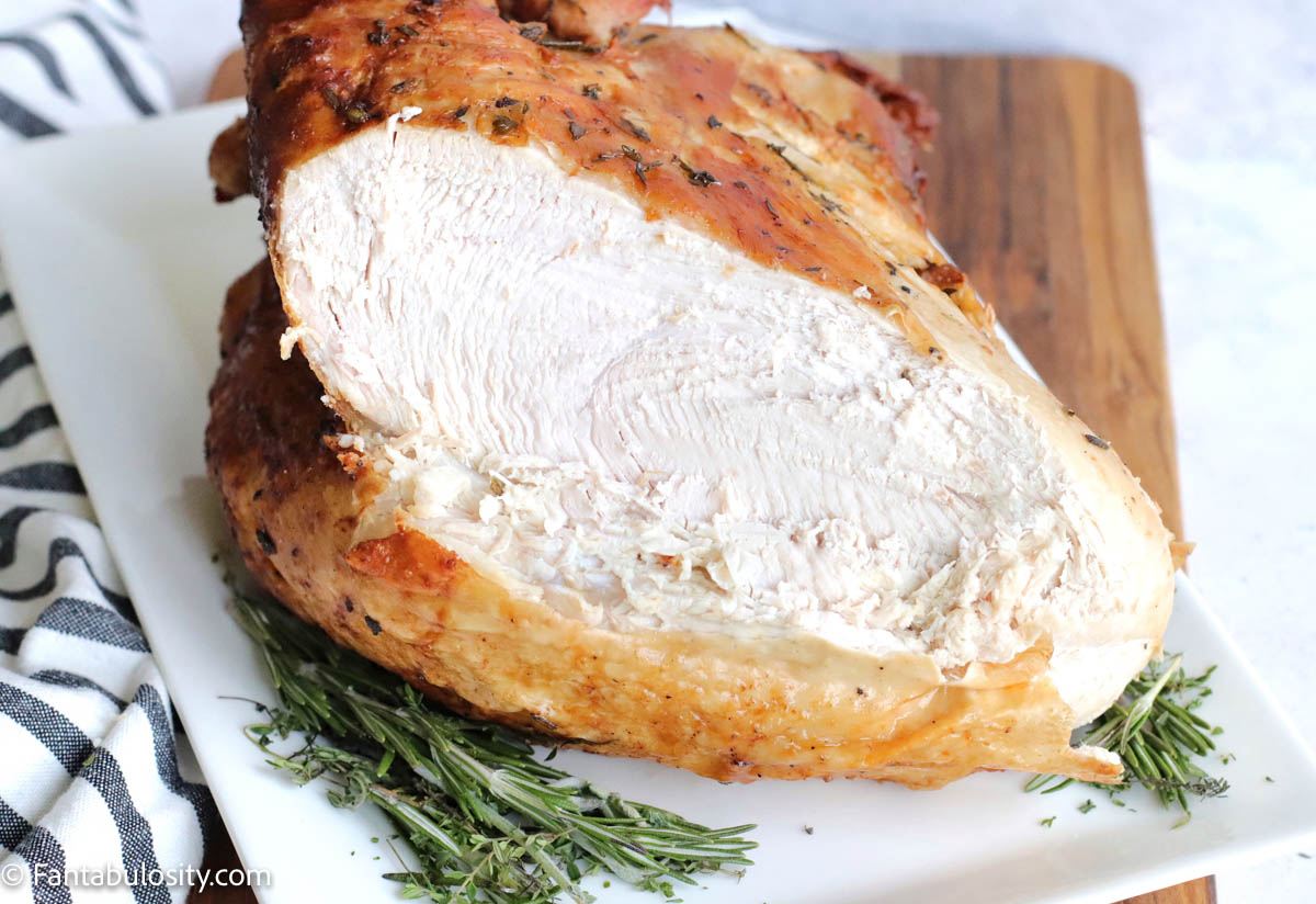 Turkey breast cooked in air fryer, carved
