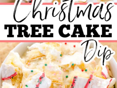 Image collage of Christmas Tree Cake Dip with text on image
