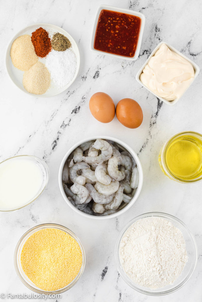 Fried Shrimp Ingredients on table