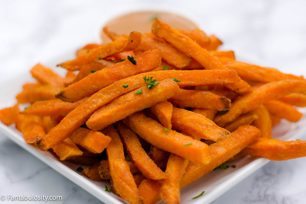 Cooked frozen sweet potato fries in the air fryer