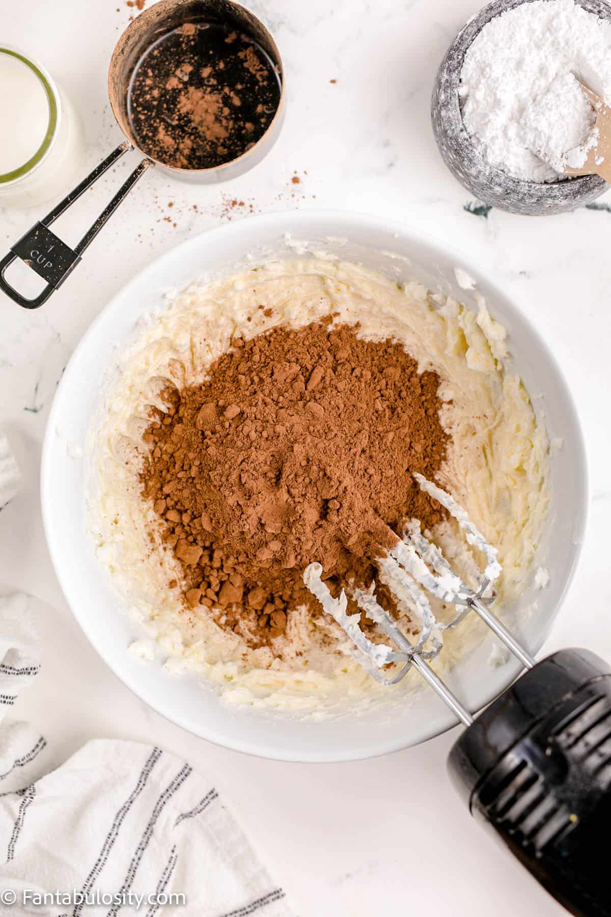 Cocoa powder in mixing bowl