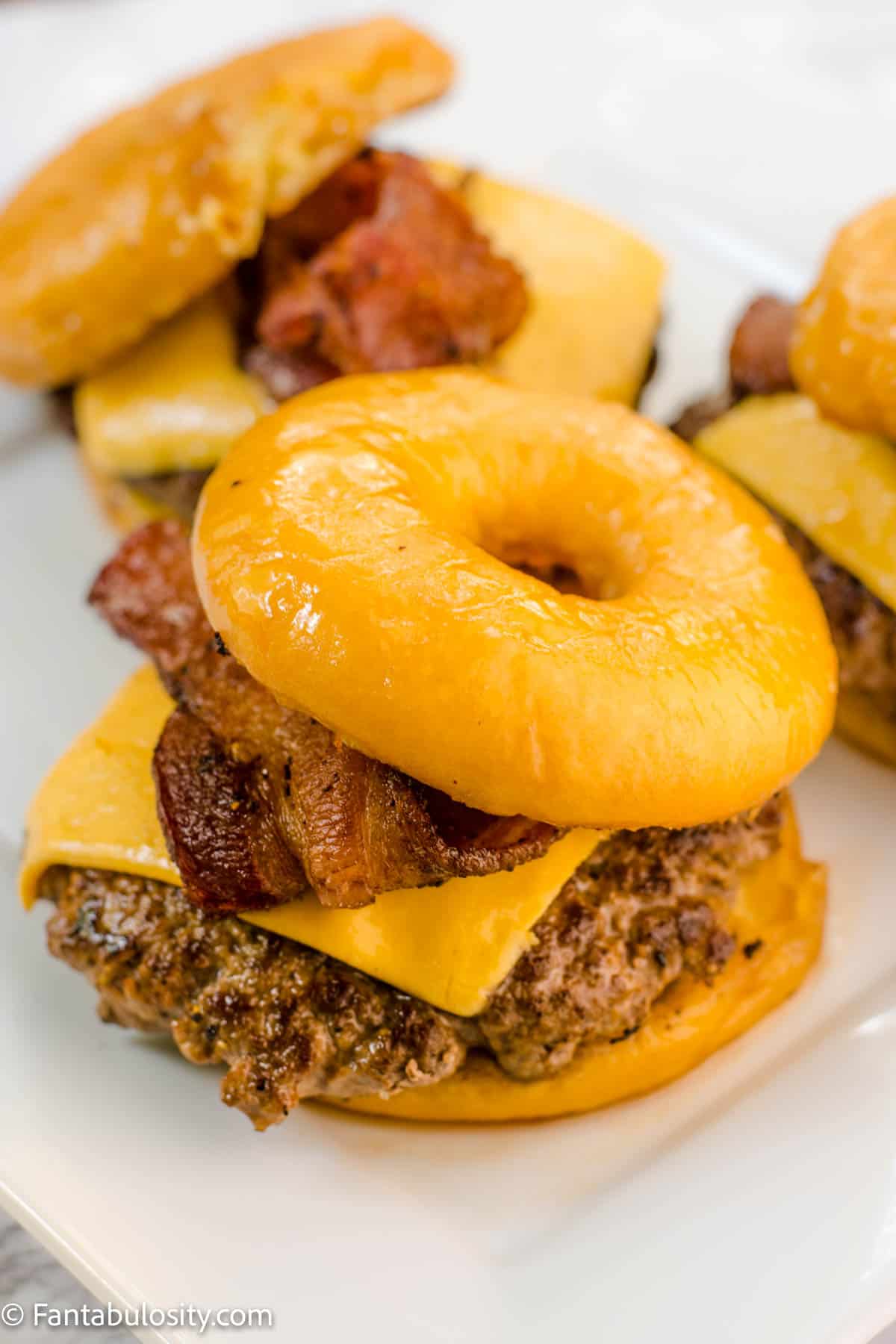 Donut Burger with Cheese and Bacon