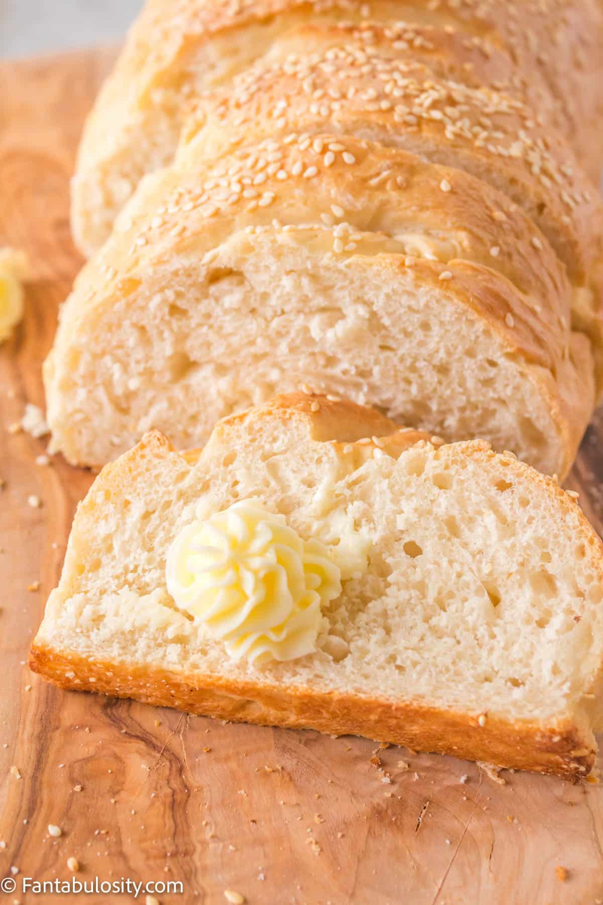 sliced white italian bread with butter