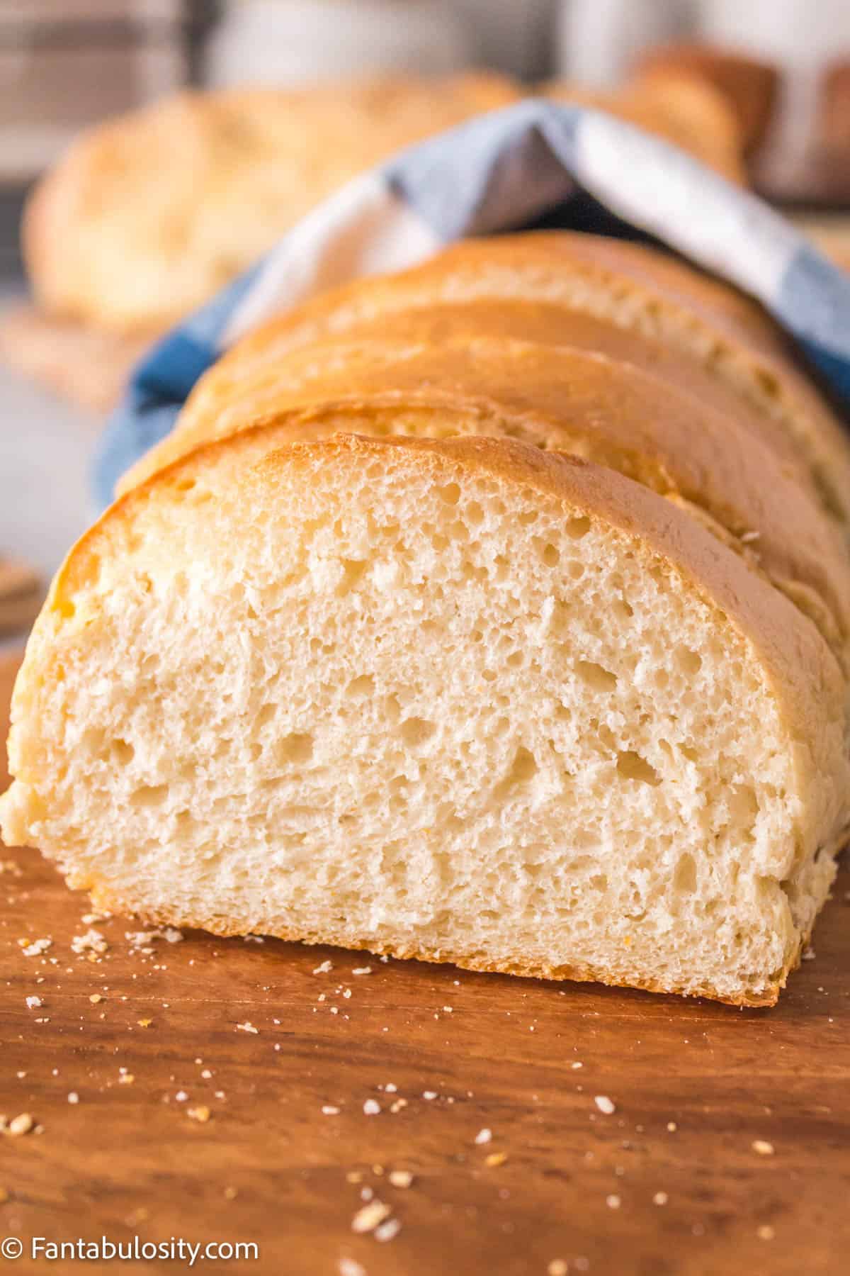 italian white bread on cutting board