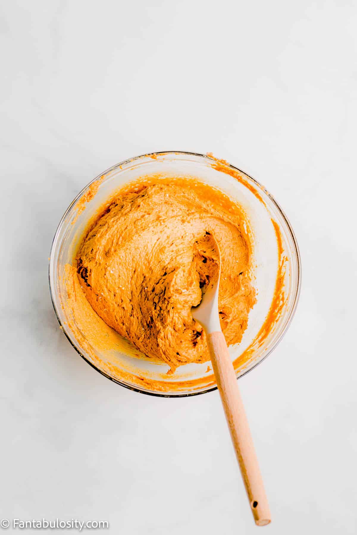 Pumpkin puree and cake mix, mixed together