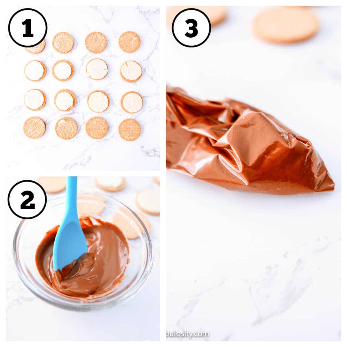 Steps 1-3 of how to make turkey cookies.