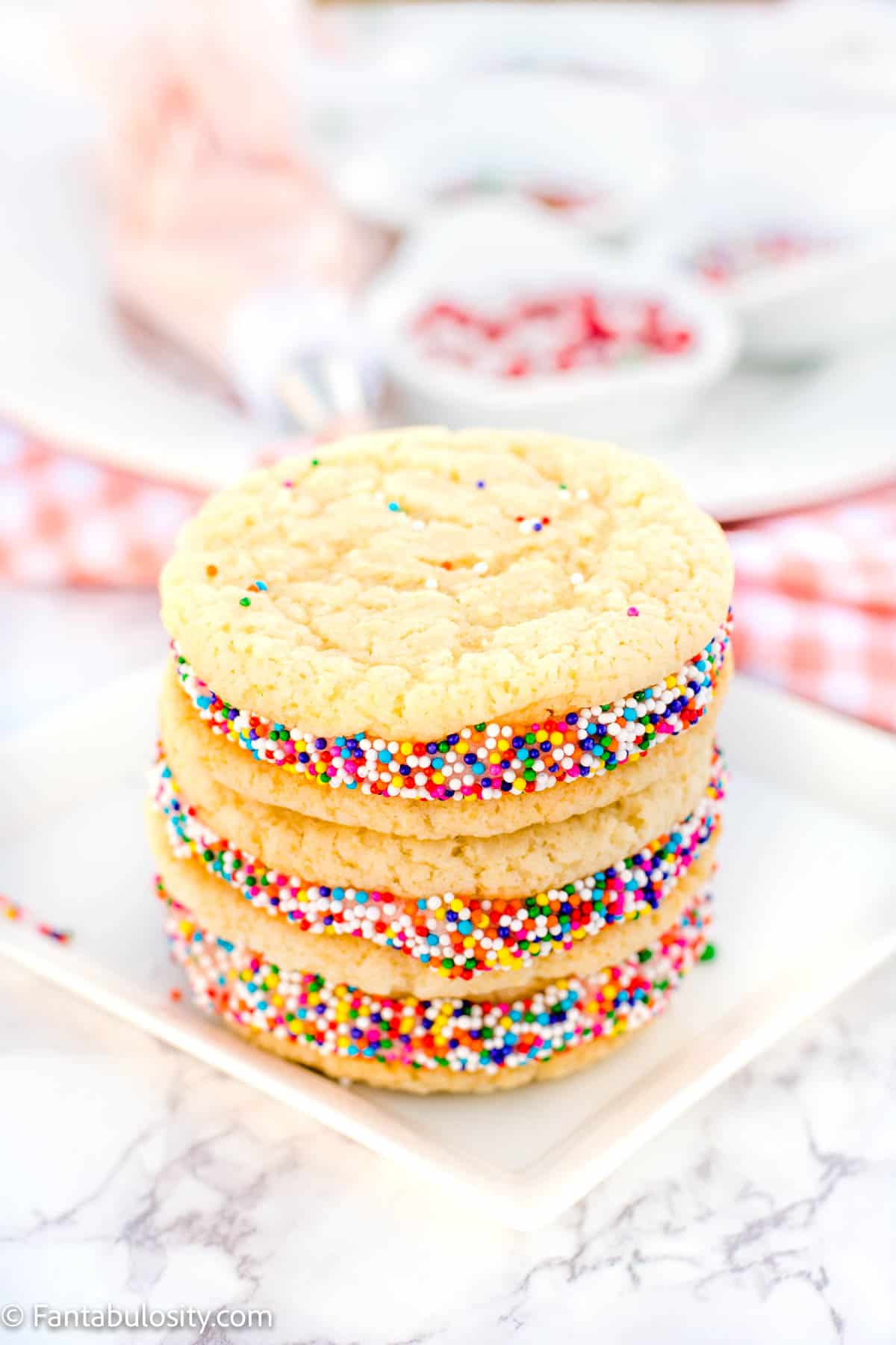 sugar cookie sandwiches with sprinkles
