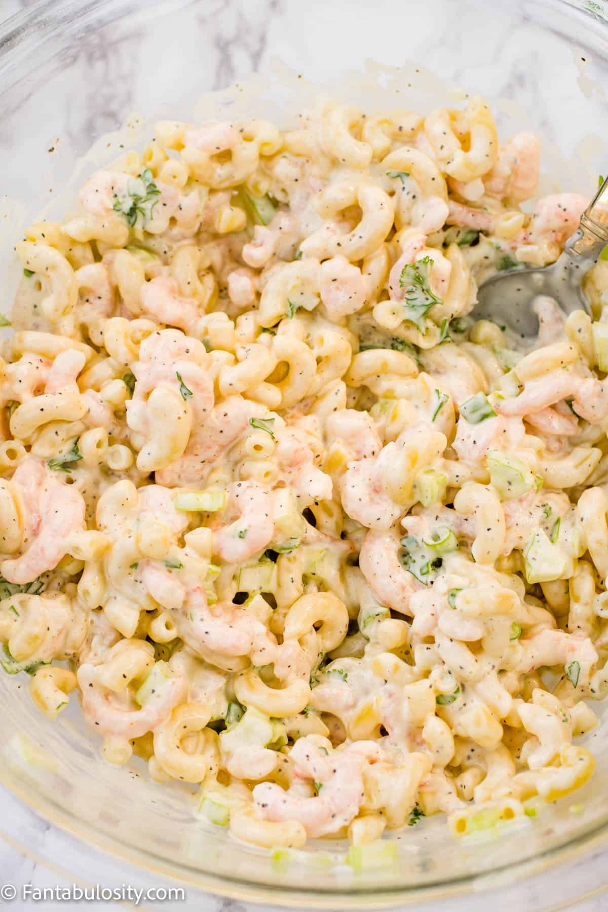 Creamy Shrimp Macaroni Salad - Fantabulosity