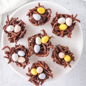Bird Nest Cookies on a plate.
