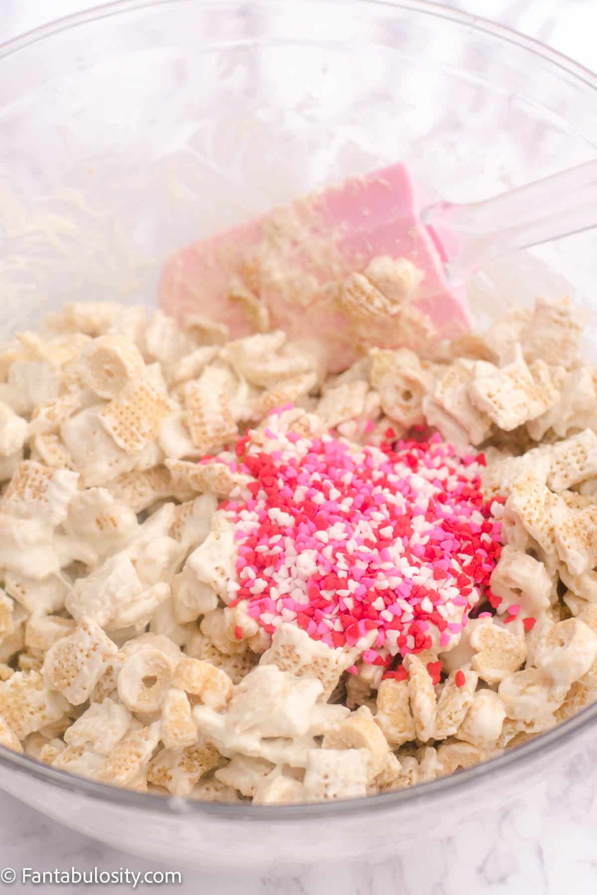 Valentine sprinkles with cereal mixture