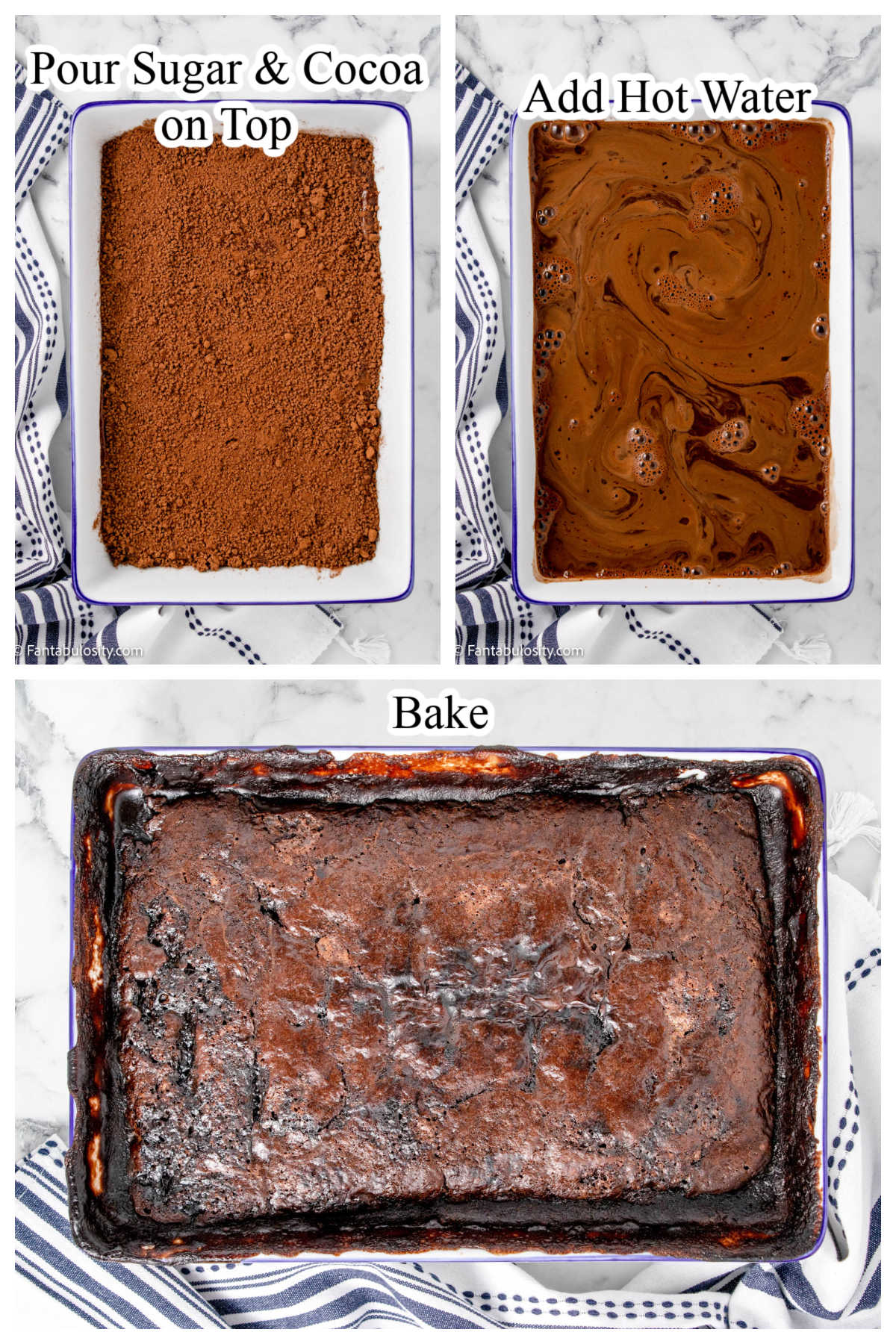 Final steps for making hot fudge cake.