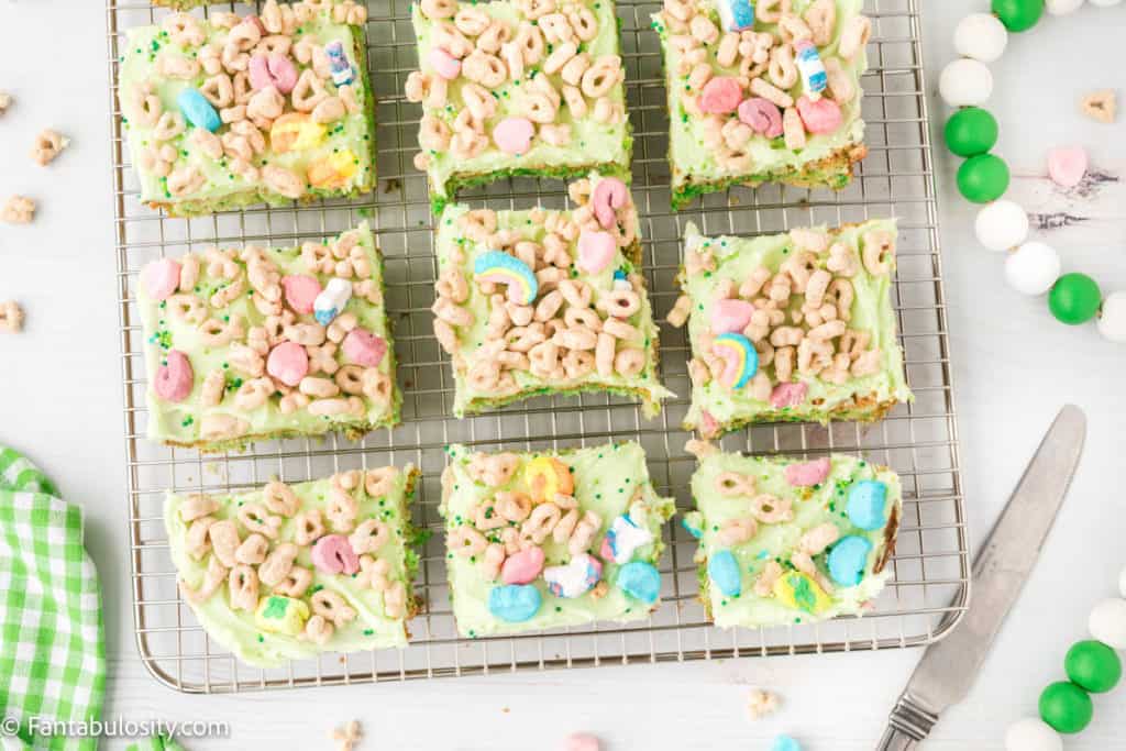 Cut up Lucky Charms Bars. 