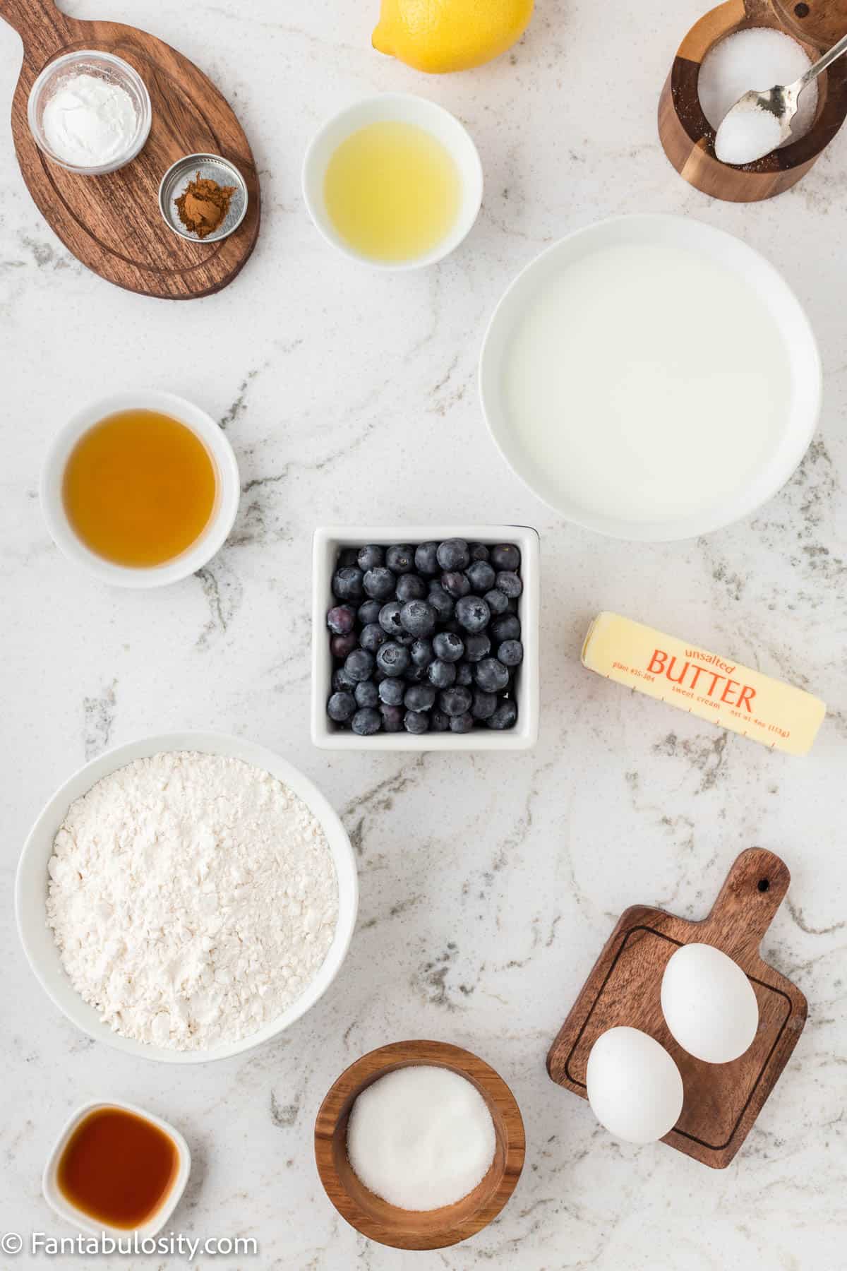 Ingredients for blueberry waffles. 