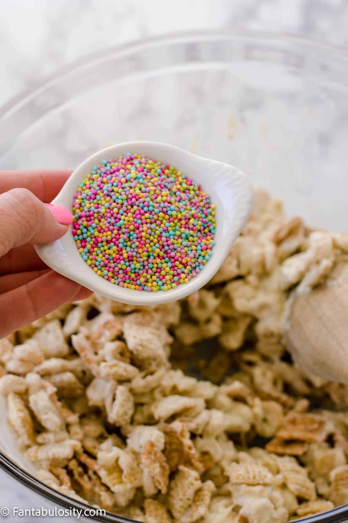sprinkles pouring in to cereal
