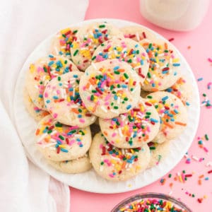 A plate of funfetti cake mix cookies.