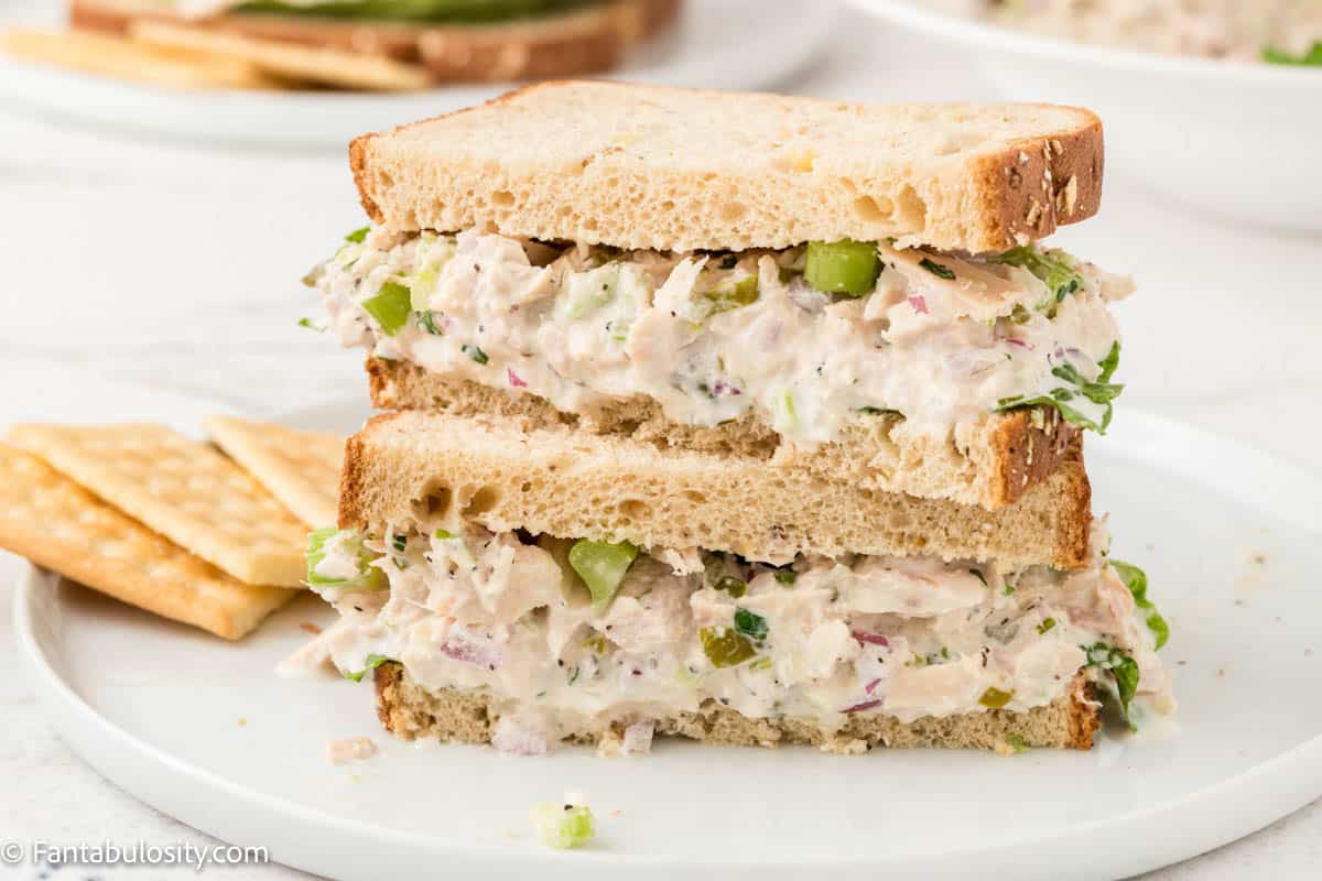 Tuna sandwiches, stacked on top of one another