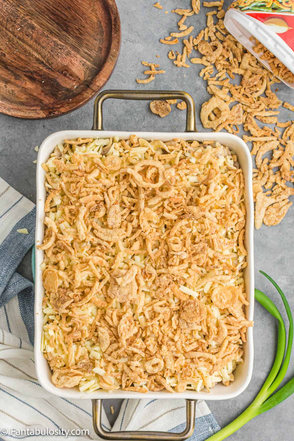 French fried onions on top of casserole