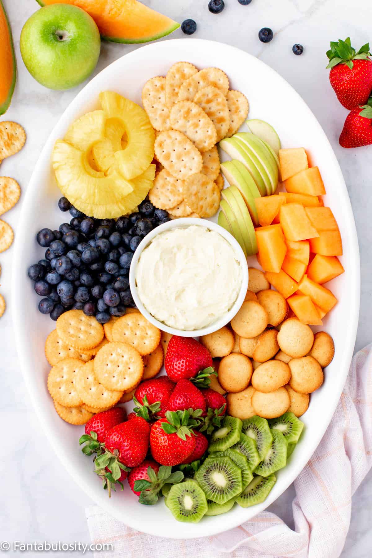 fruit board on white platter