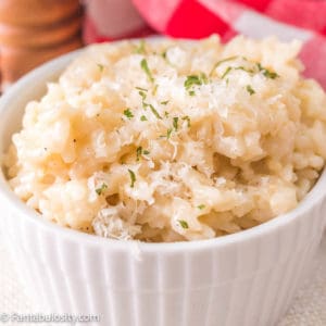 Instant Pot parmesan risotto in a bowl.
