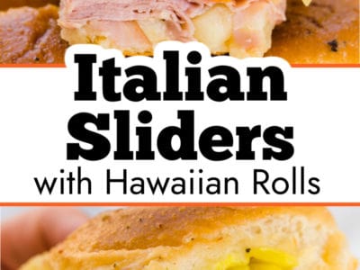 Image collage of Italian sliders with Hawaiian rolls