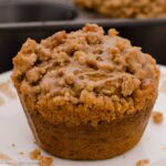 A jumbo pumpkin muffin with streusel topping.