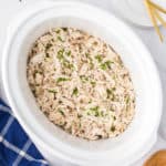 cooked shredded chicken in slow cooker