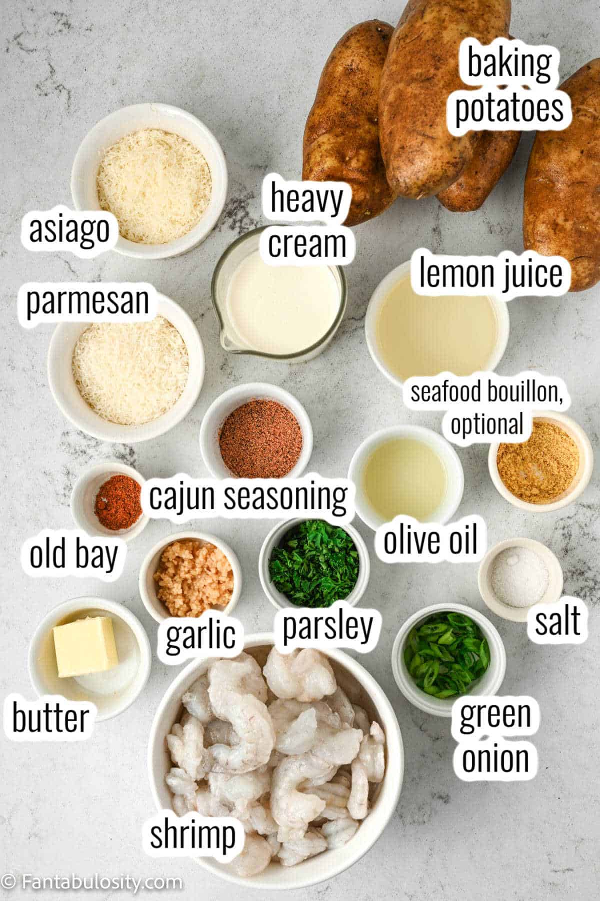 ingredients for shrimp baked potato