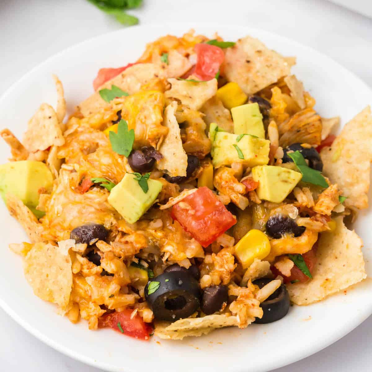 Taco Chicken Casserole on a plate.