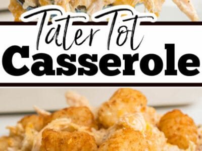 image collage of tater tot casserole
