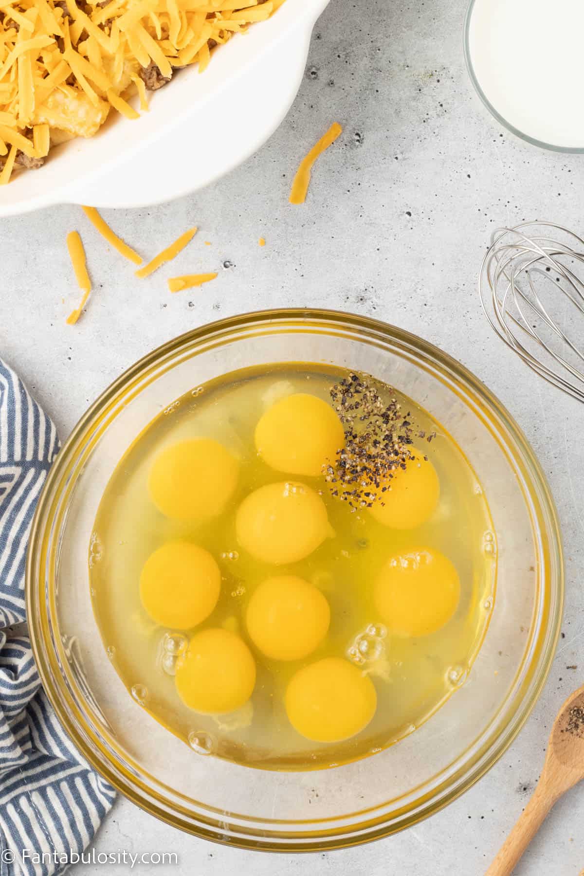 eggs in bowl before whisking