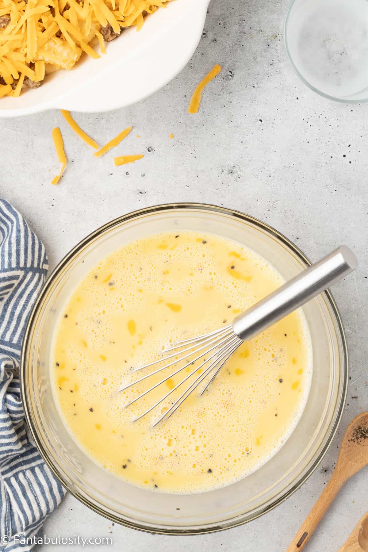 Eggs whisked in bowl