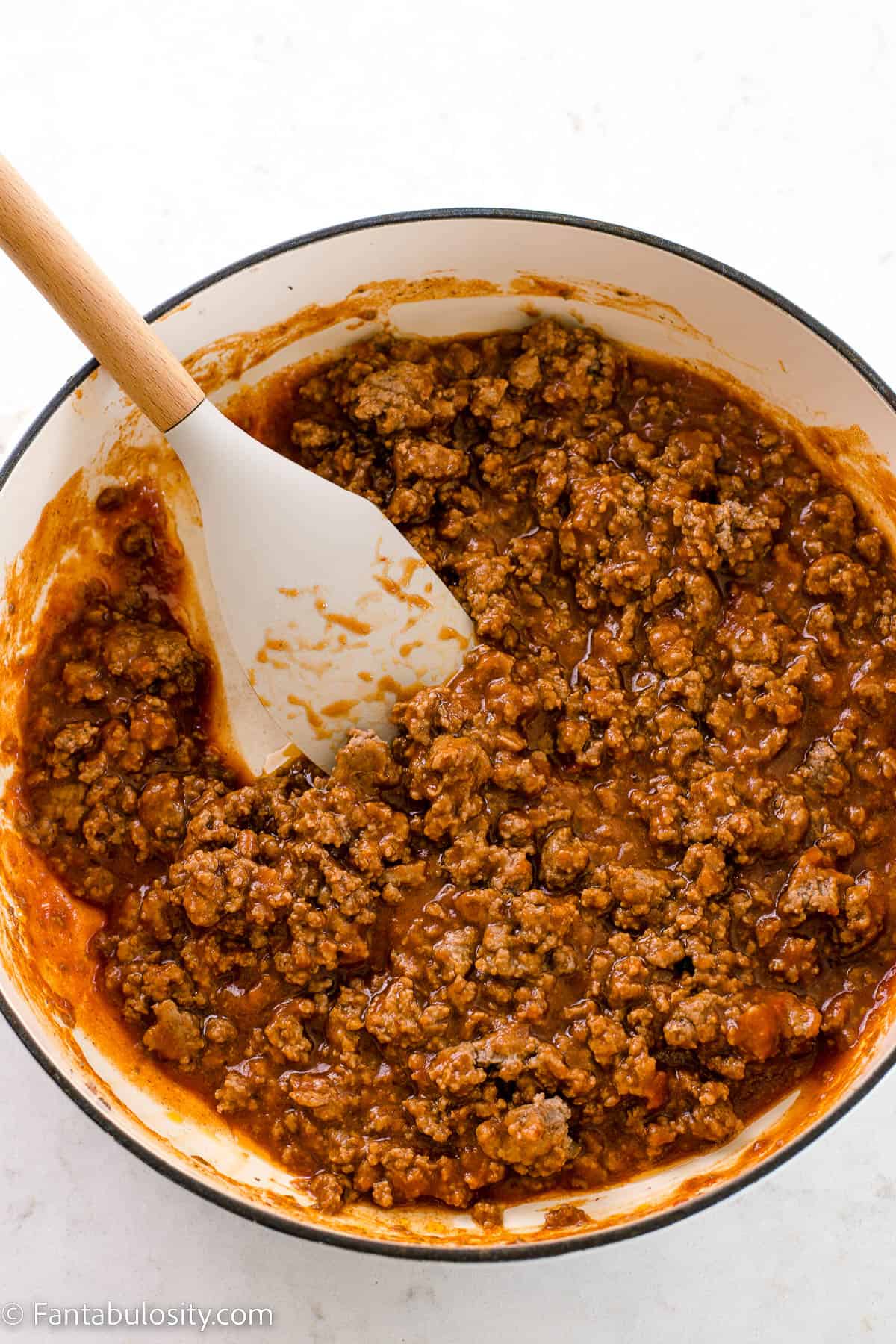 Sloppy joe sauce mixed in with beef