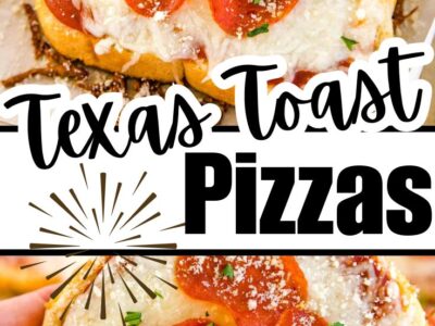 Texas Toast Pizzas on baking sheet.