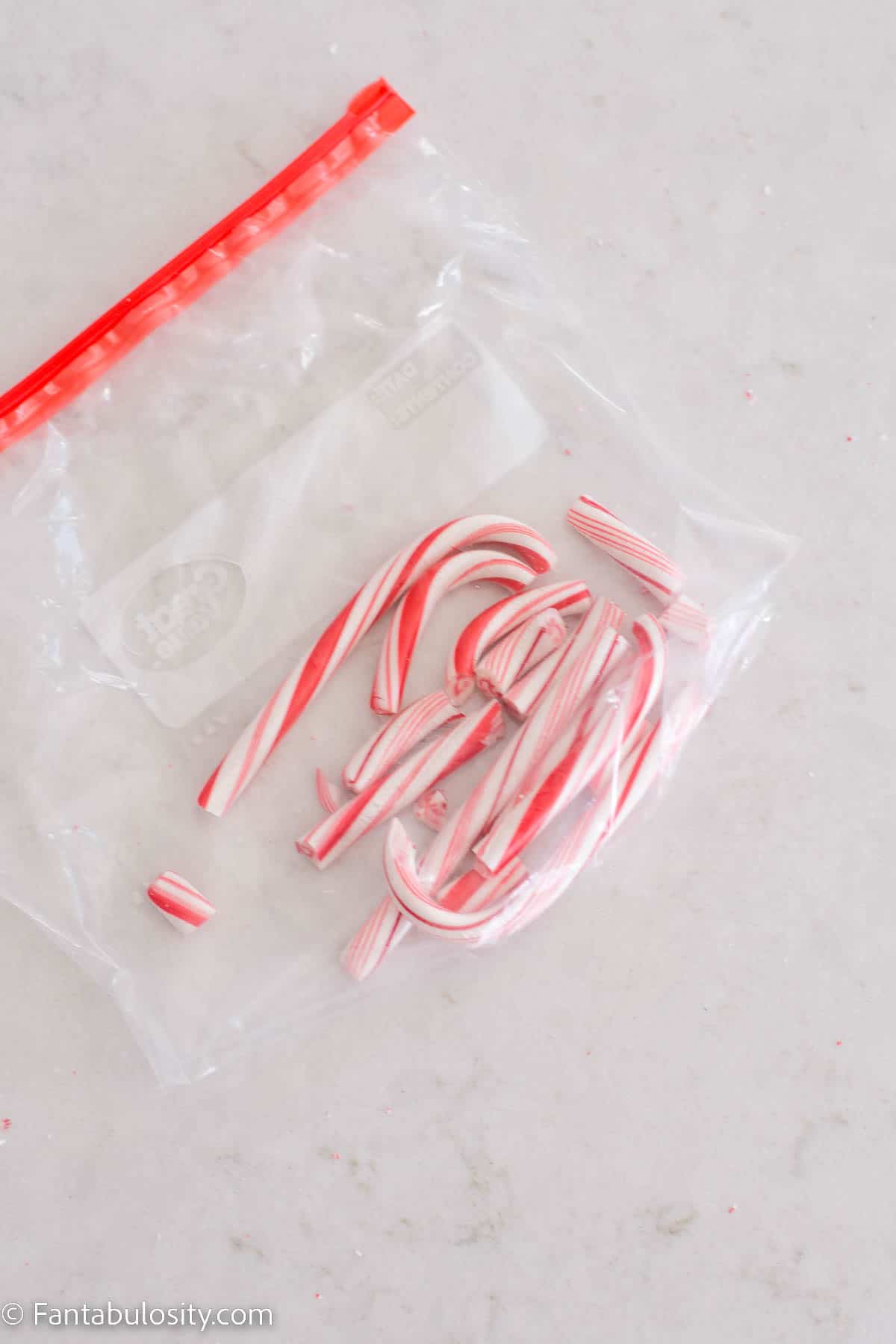 Candy canes in plastic zip top bags