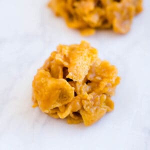 Close up of cornflake candy cookies