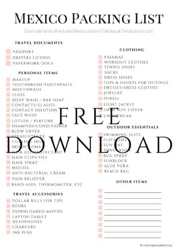 What to Pack for Mexico - Free Printable Checklist - Fantabulosity