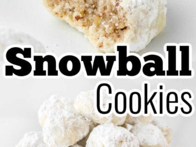 Pecan snowball Cookies in an image collage with text