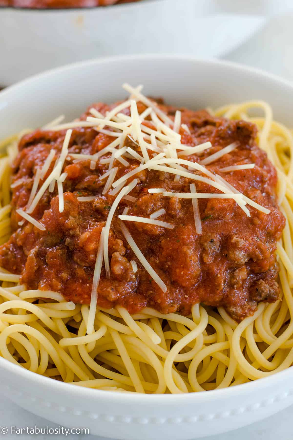Close up of deer spaghetti in bowl