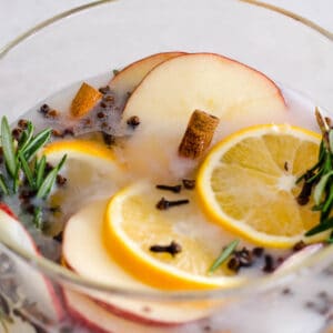 Simmer pot with apples, oranges, cloves, rosemary and more!