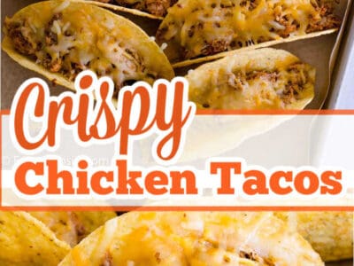 Crispy Chicken Tacos collage with text on image.