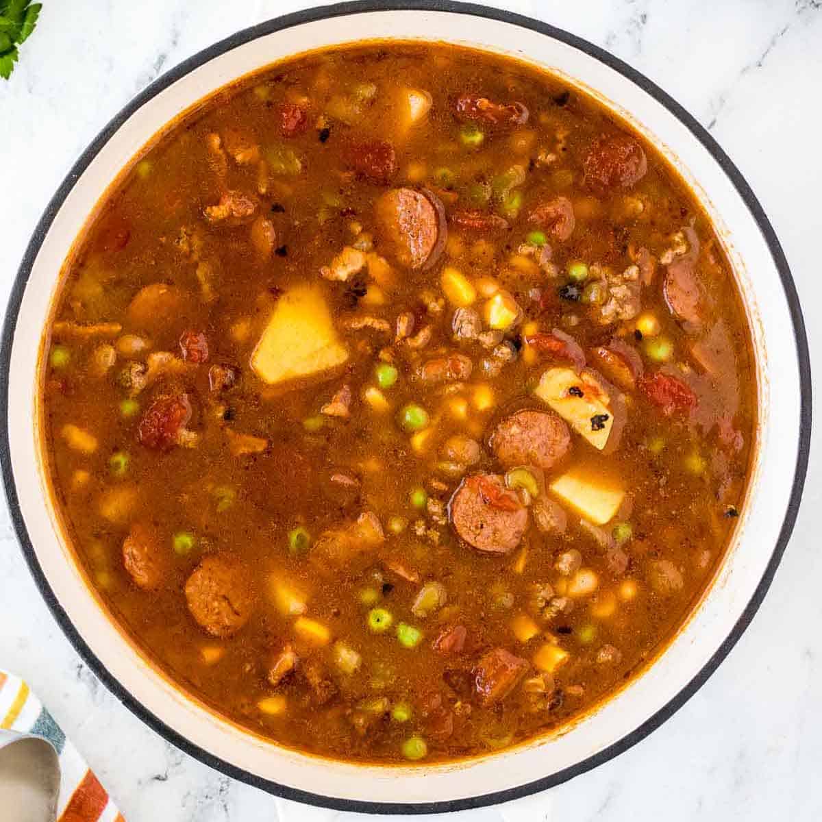 Bowl of hearty cowboy stew.