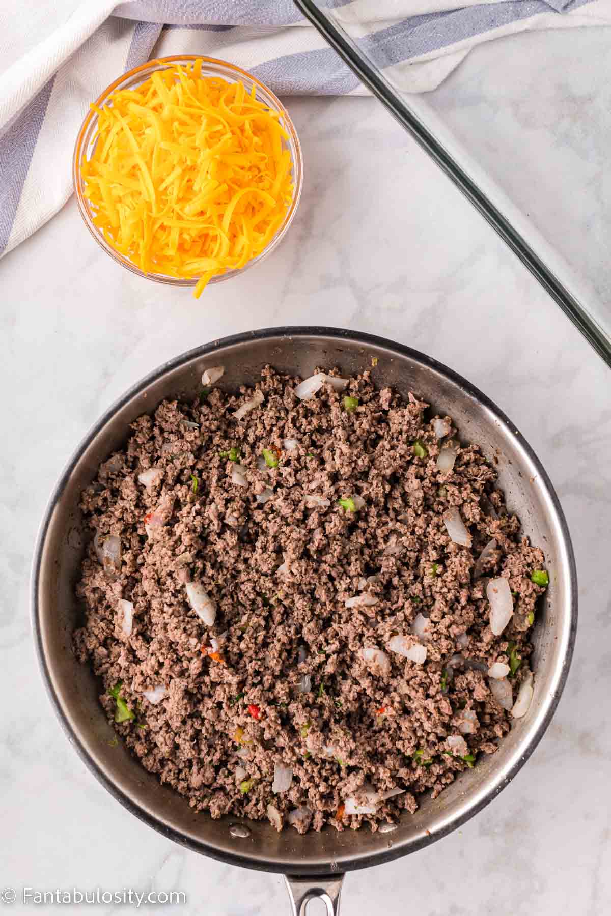 Ground beef mixed with seasoning blend 